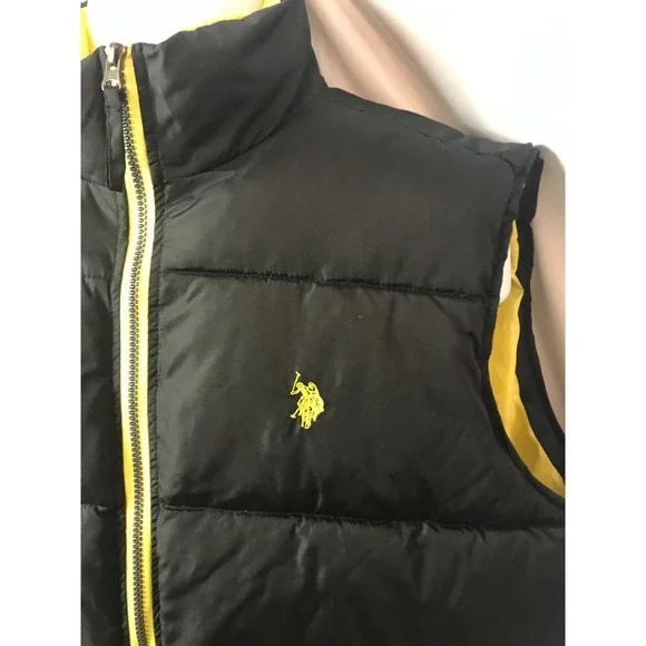 U.S. Polo Assn Mens XL Yellow & Black Puffer Bubble Vest - Picture 3 of 6
